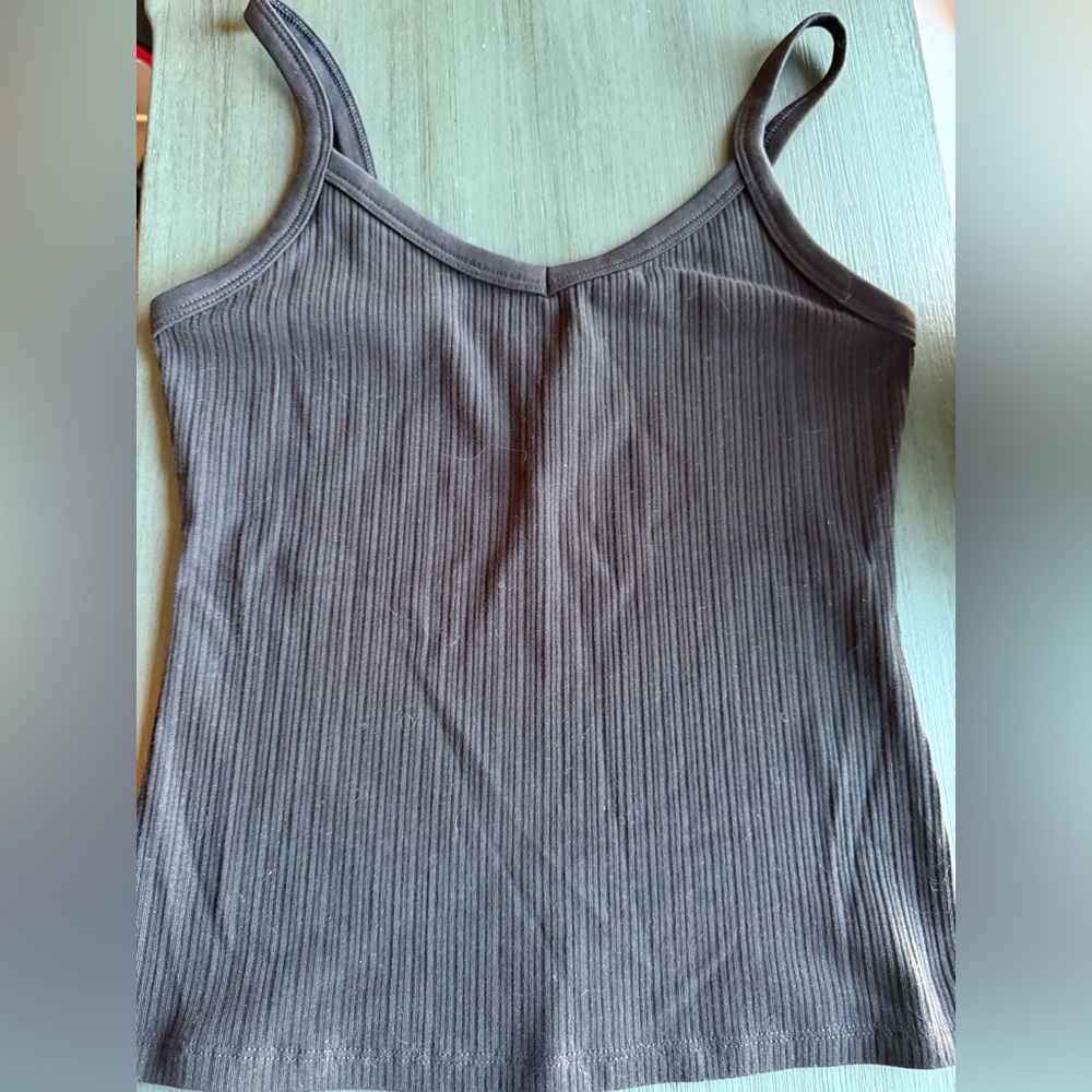 Banana Republic Variegated Ribbed Tank Top Crop Top Black XS